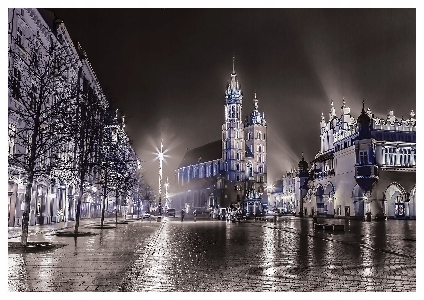 Fototapeta Krakov v noci Mariánský kostel a hlavní náměstí 350x250 lepidlo