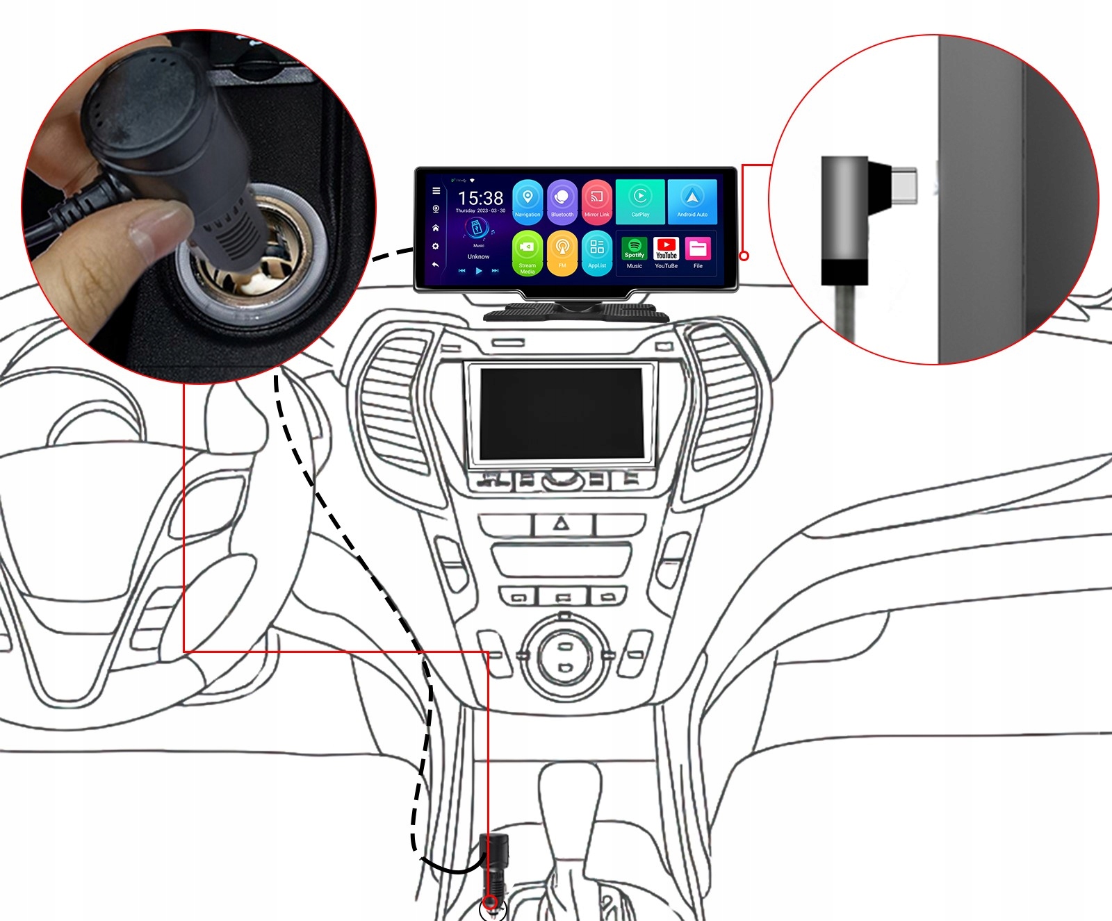 RADIO STACJA MULTIMEDIALNA MONITOR ANDROID AUTO APPLE CARPLAY ANDROID 13 Rodzaj fabryczny