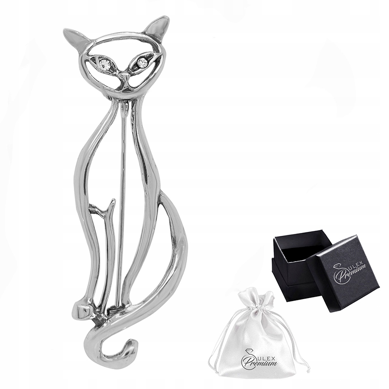 Brož stříbro ryzost 925 Elegantní Stylová Brož Sedící kočka