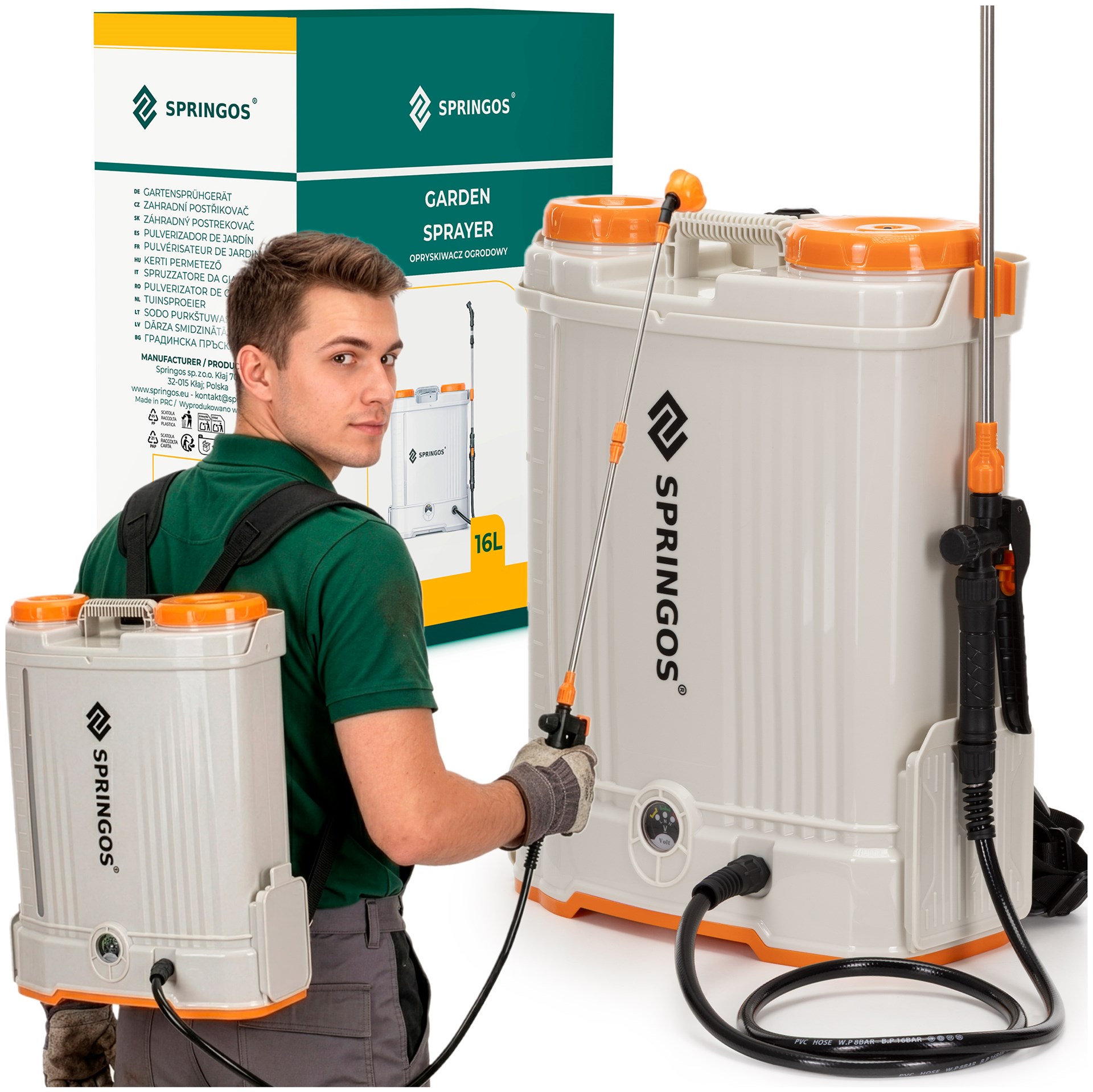 Batohový Postřikovač 21V Elektrický 16 L Zahradní Tlakový 6 Trysek Silný