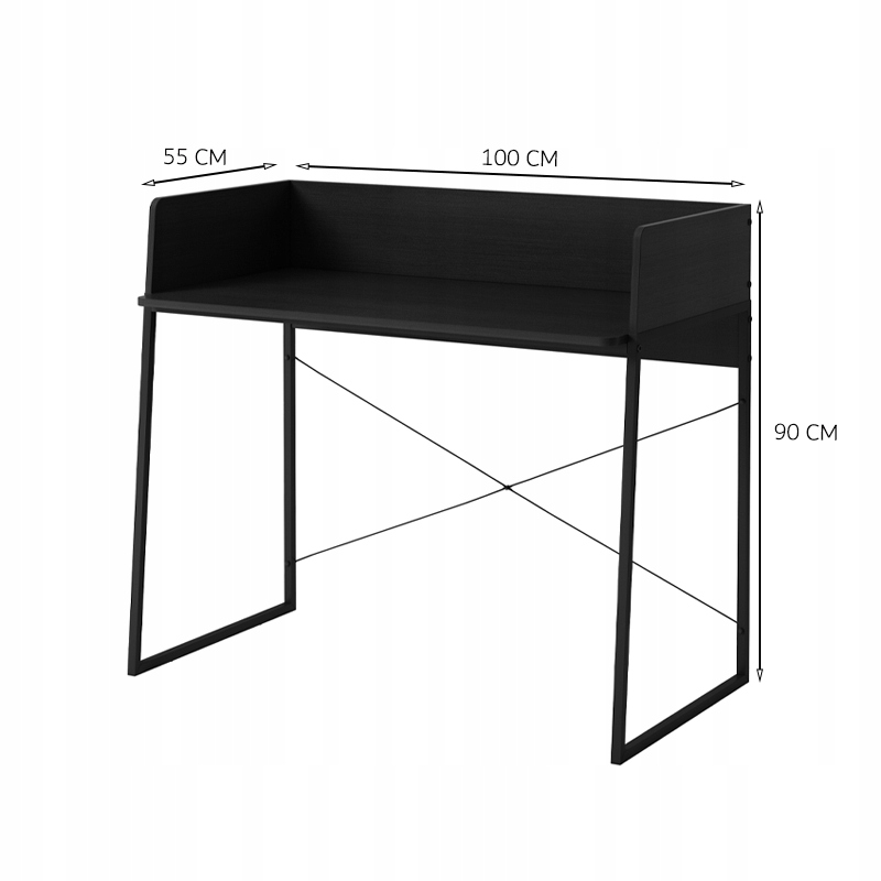 BIURKO KOMPUTEROWE NOWOCZESNE INDUSTRIALNE VINTAGE LOFT STOLIK CZARNE 100CM Wysokość mebla 90 cm