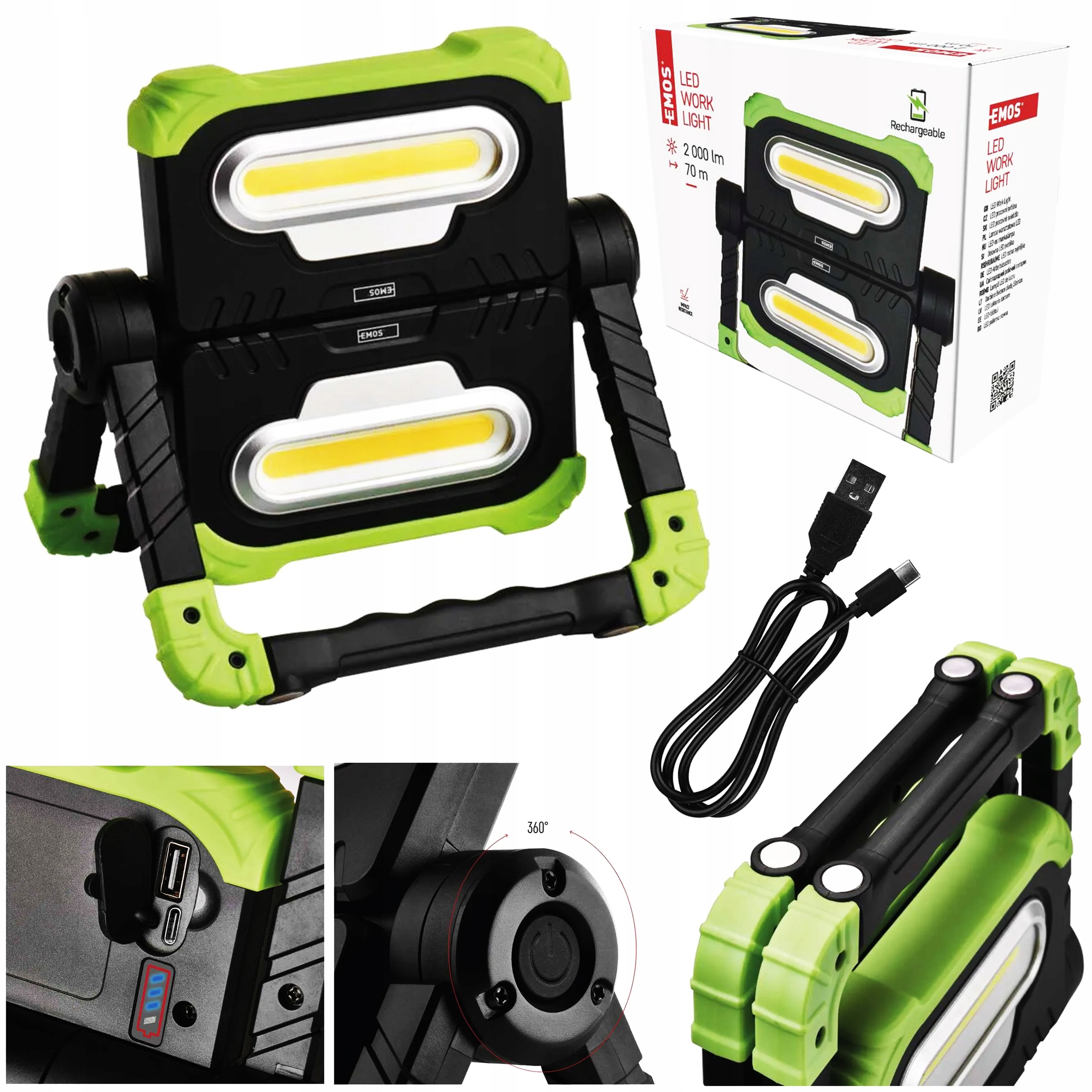 Prenosný reflektor Led Projektor Akumulátor Powerbank 2000lm
