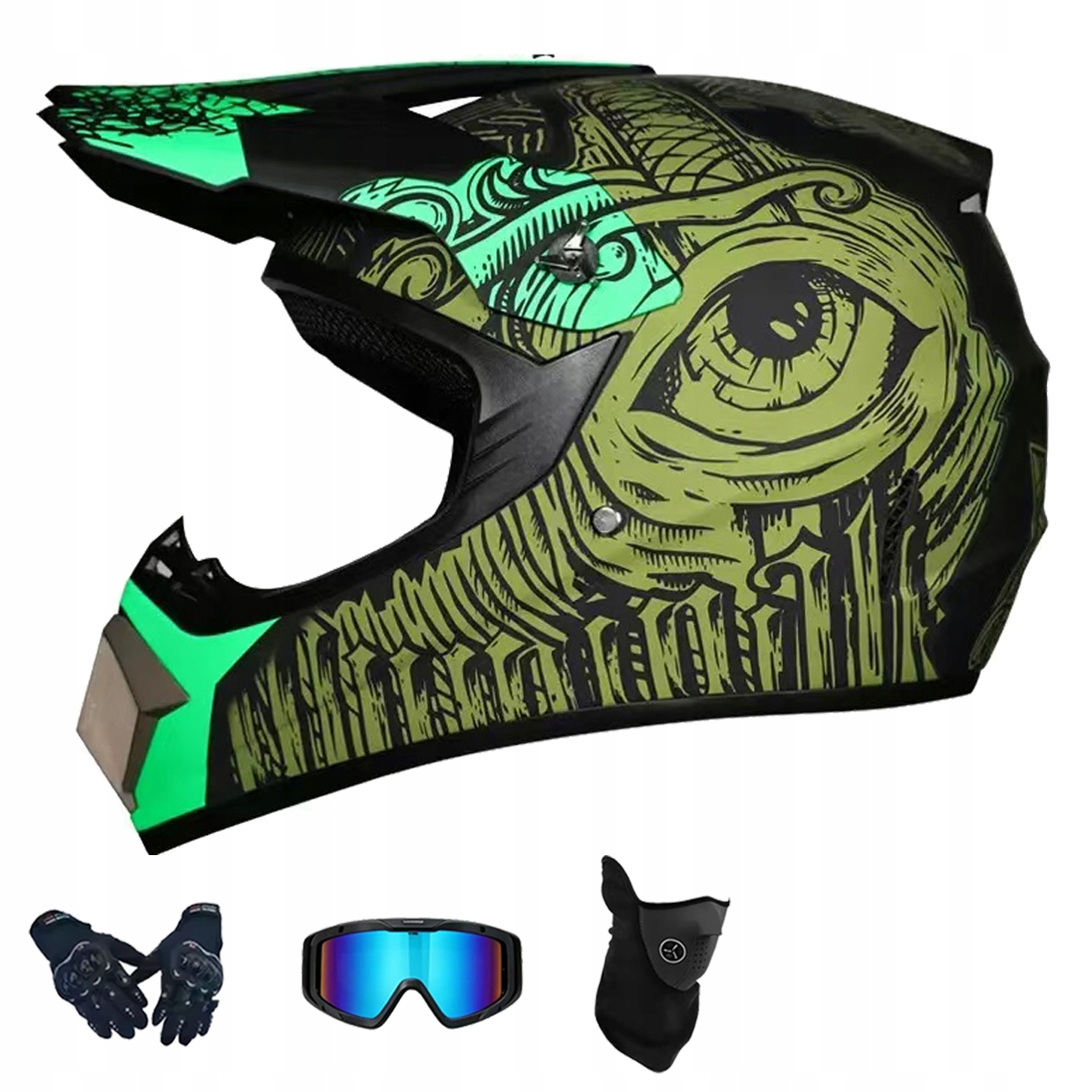 Helma Na Elektrickou Koloběžku Cross Enduro Quad Bmx Helma Brýle Rukavice L
