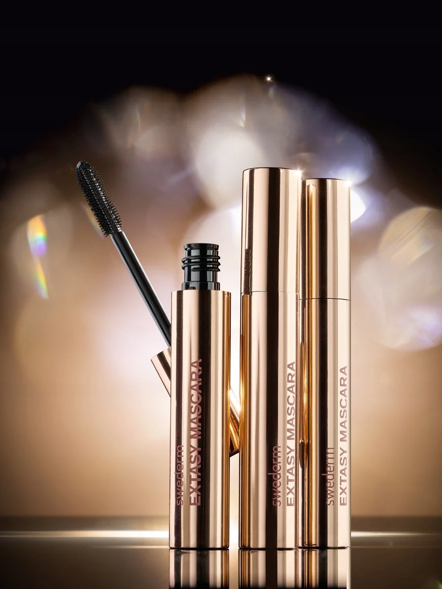 Extasy Mascara hnědá řasenka na řasy 3v1 prodlužující řasenka 9 ml Swederm