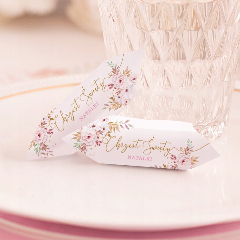 KRÓWKA na Chrzest Św. Różowy Wózek Z IMIENIEM