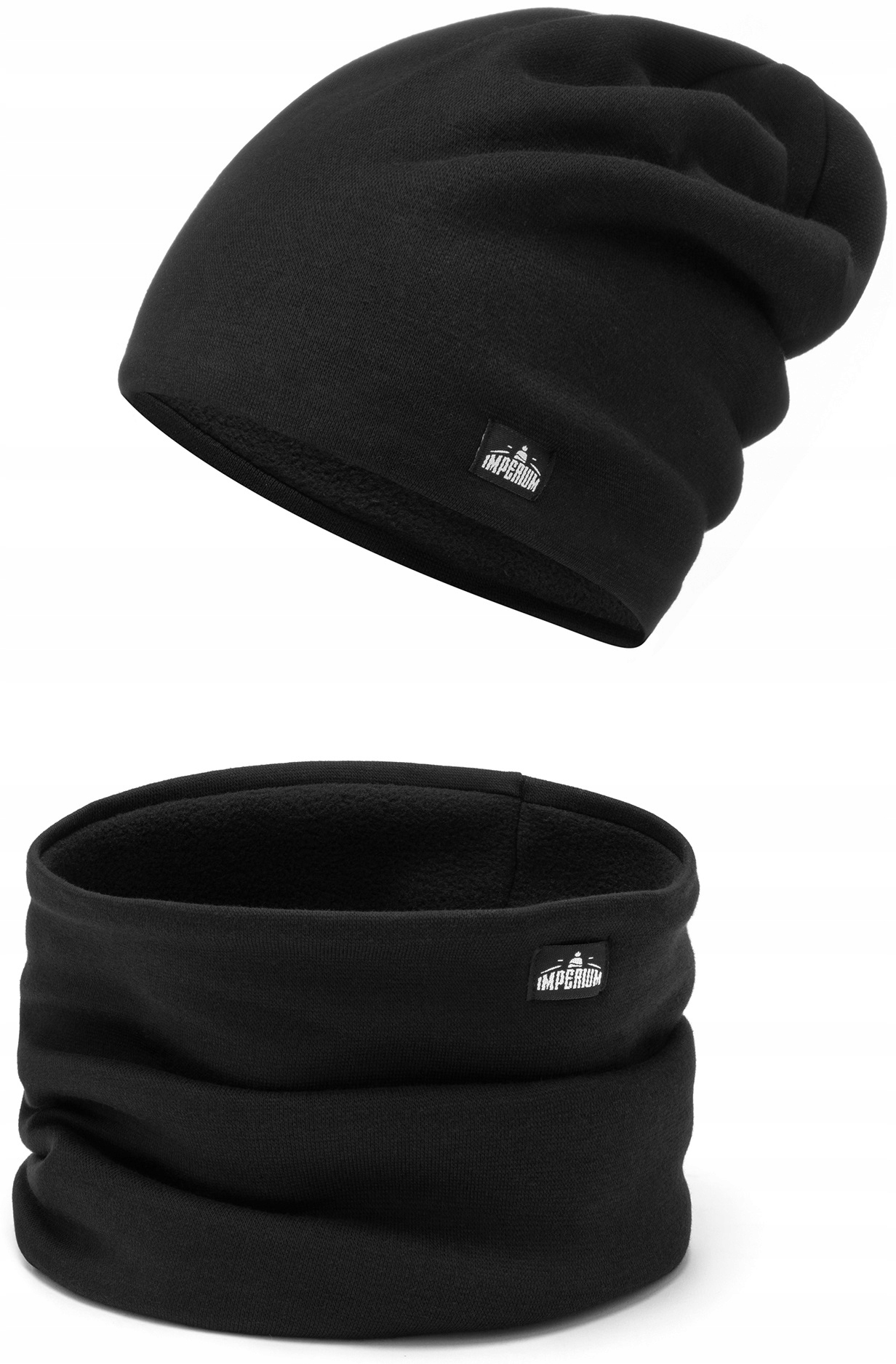 

Czapka zimowa komin komplet na polarze Czarny