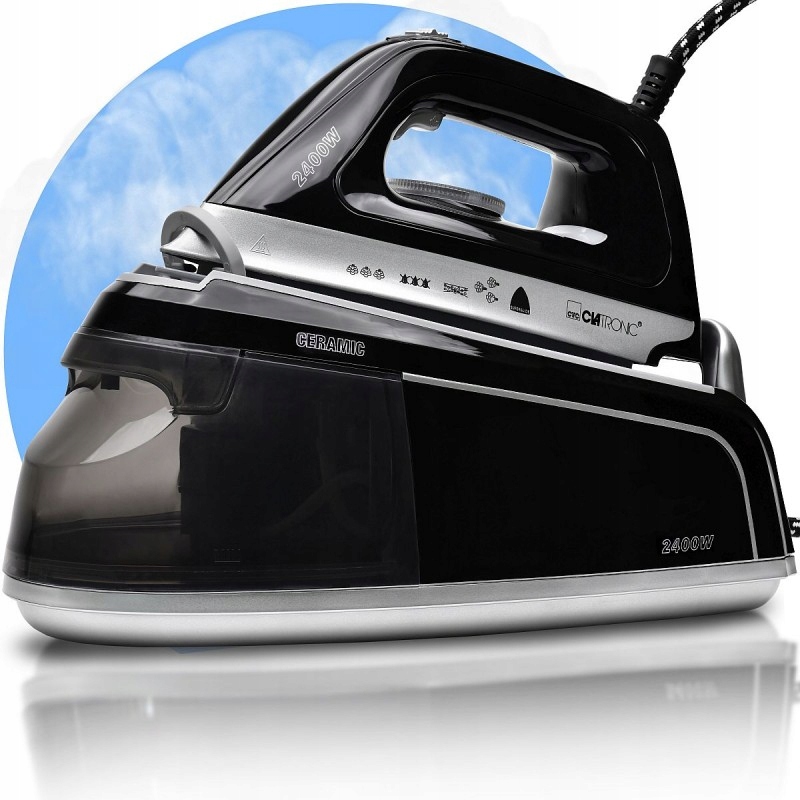 MOCNE ŻELAZKO PAROWE ZE STACJĄ PAROWĄ GENERATOR PARY 2300W PAROWNICA UBRAŃ Marka Clatronic