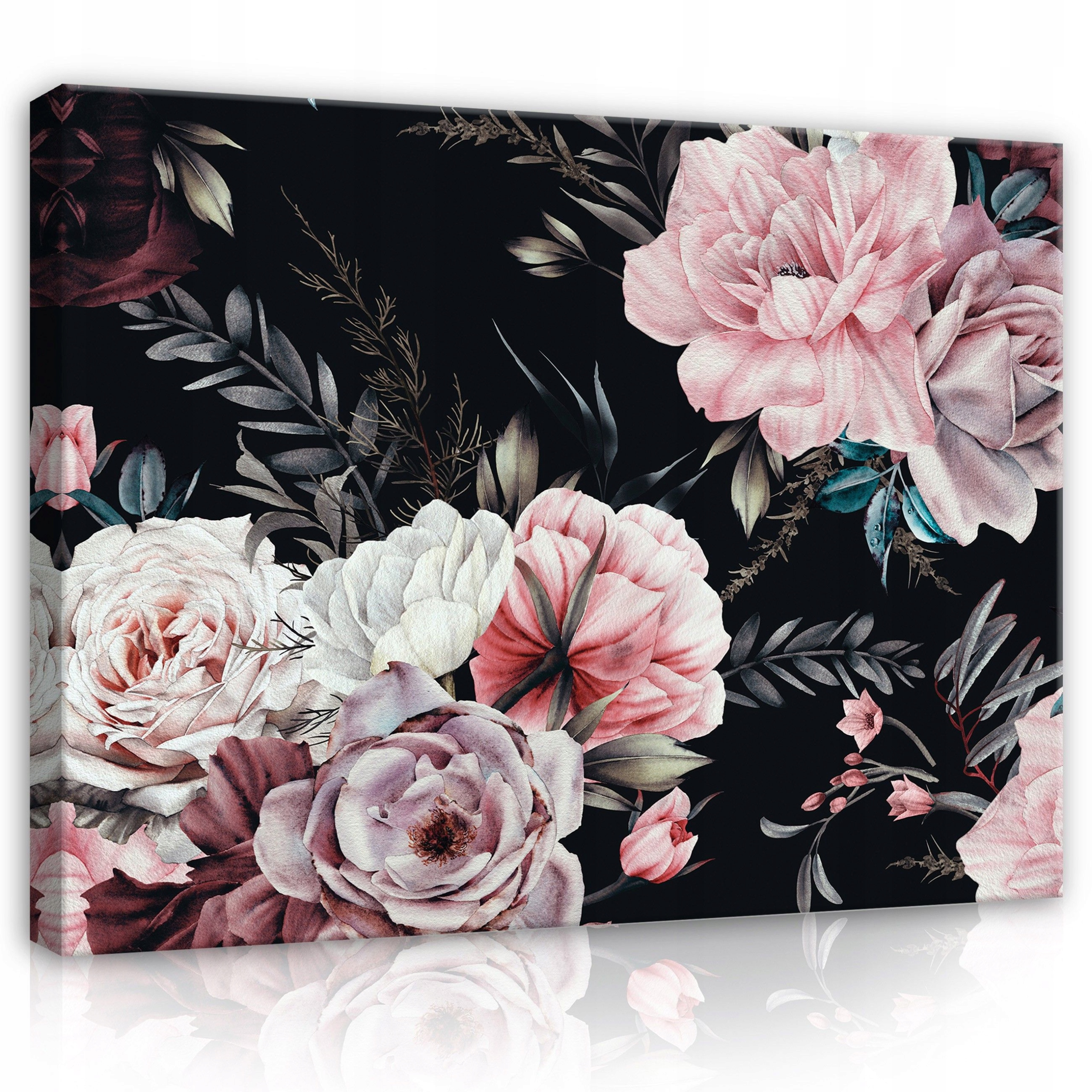 Obraz 120x80 Mrtvá květinová příroda tmavé pozadí růže pivoňky elegance