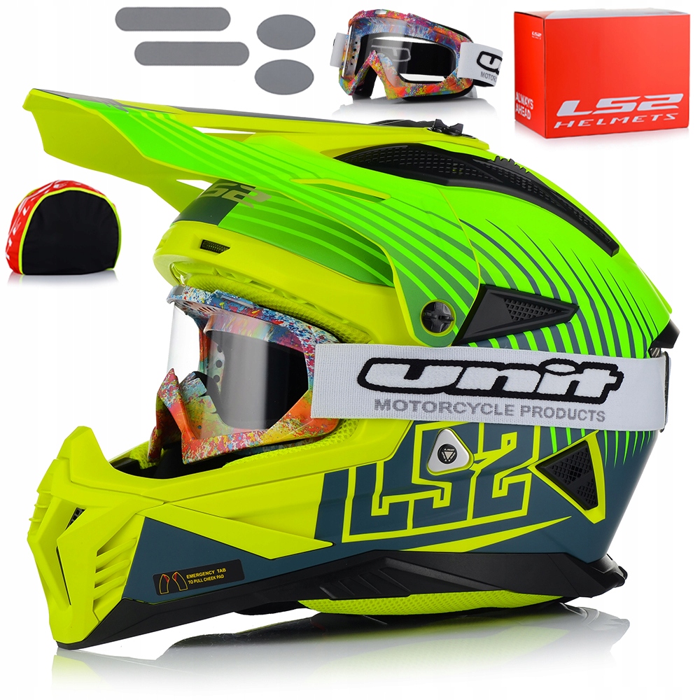 Motocyklová Prilba LS2 MX708 Fast II Duck Fluo Ľahká Enduro Cross Atv Okuliare