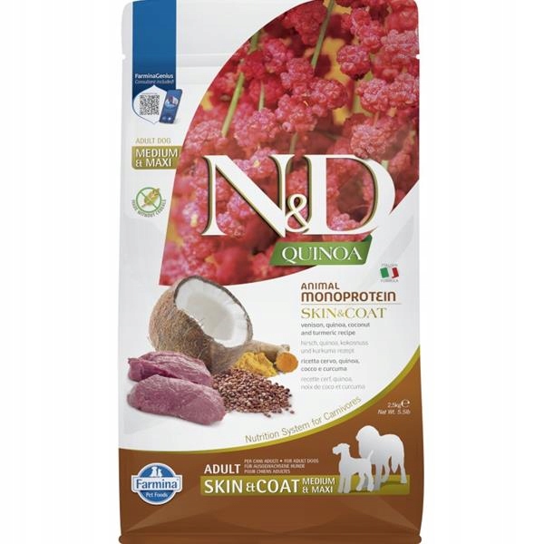 Levně N&d Quinoa Dog Skin&Coat Venison Adult M/L 2,5kg