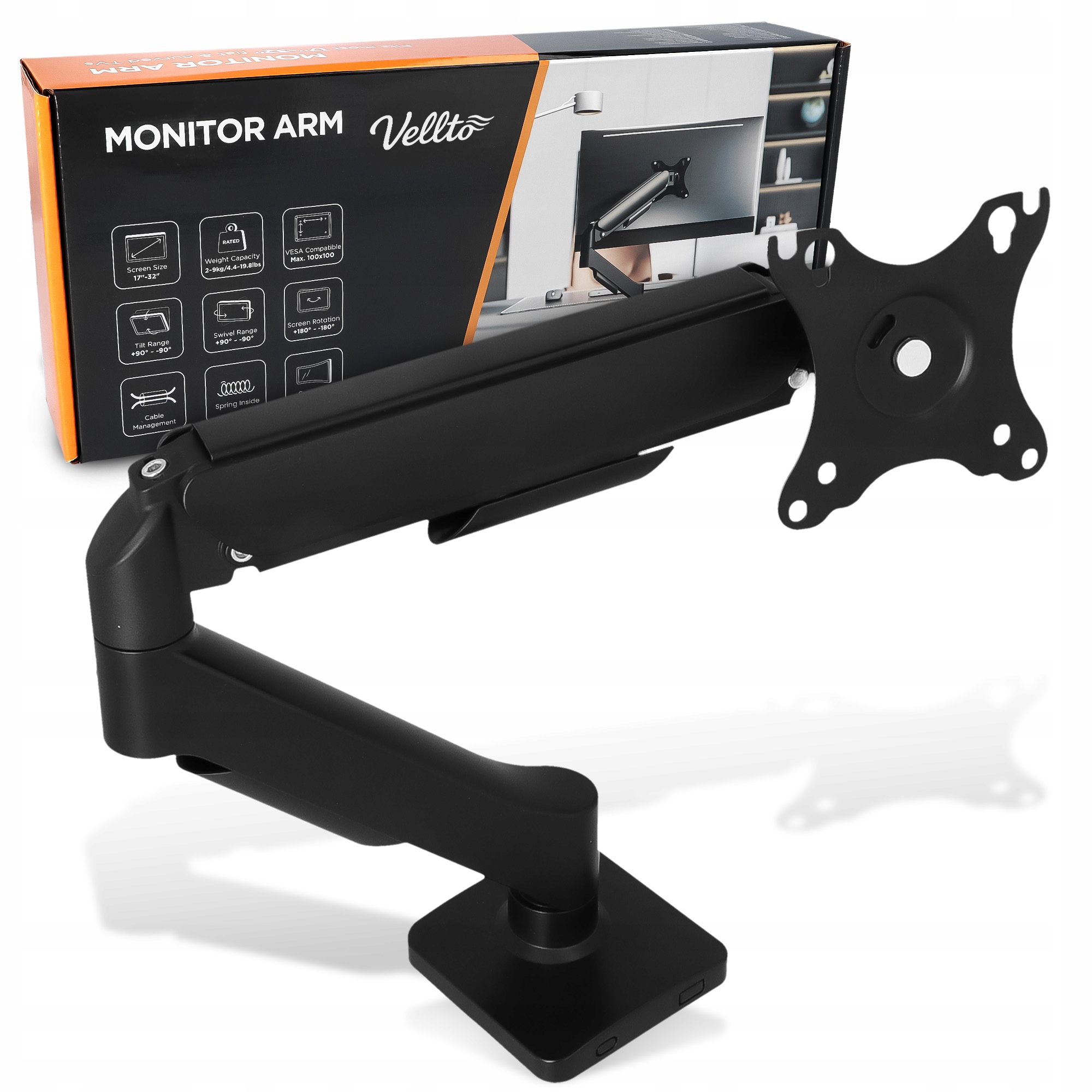 Uchwyt Biurkowy Monitora 17-32 Statyw Podstawa Wysięgnik Ramię Wieszak Wx-v