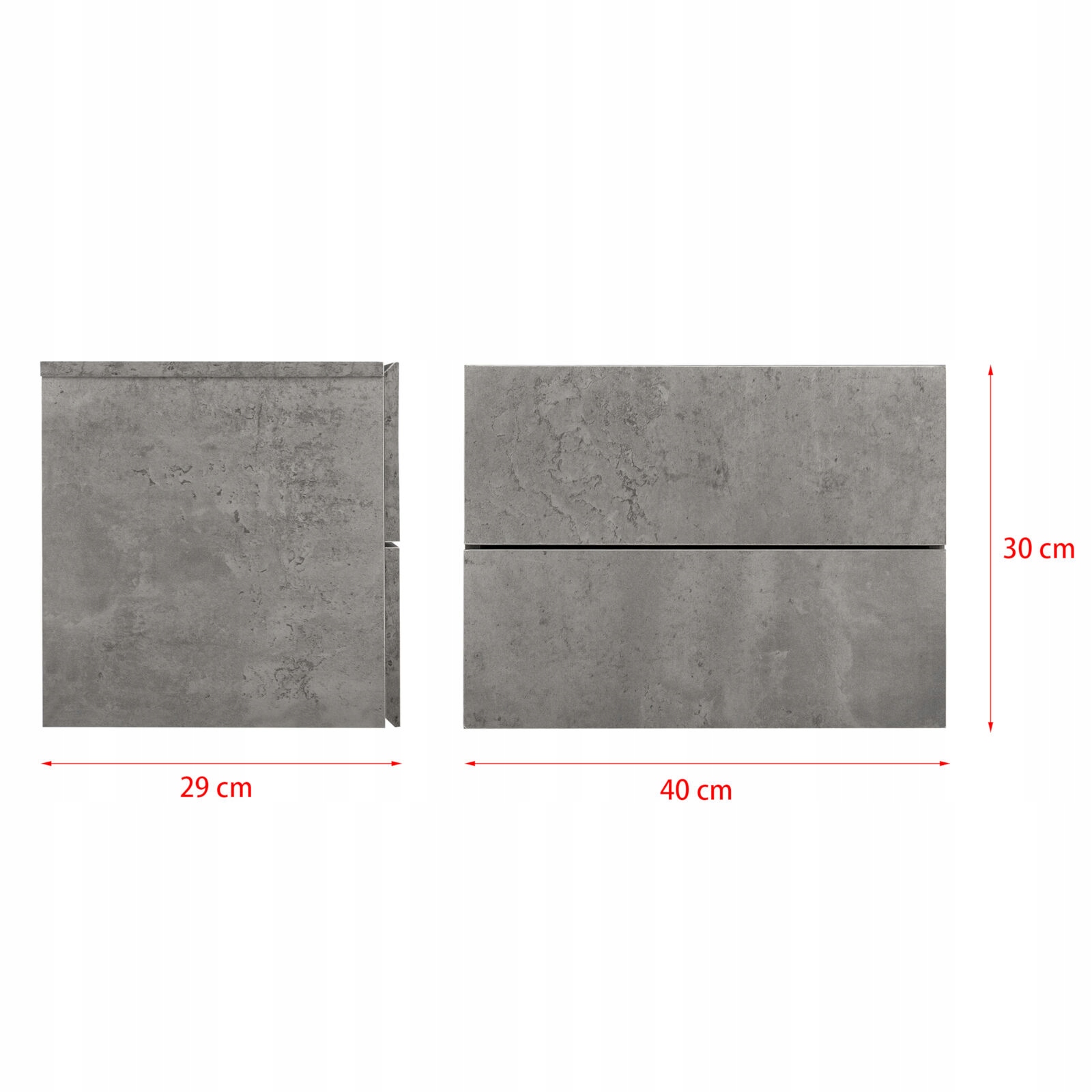 PÓŁKA WISZĄCA SZAFKA Z 2 SZUFLADAMI ŚCIENNA Wysokość mebla 30 cm