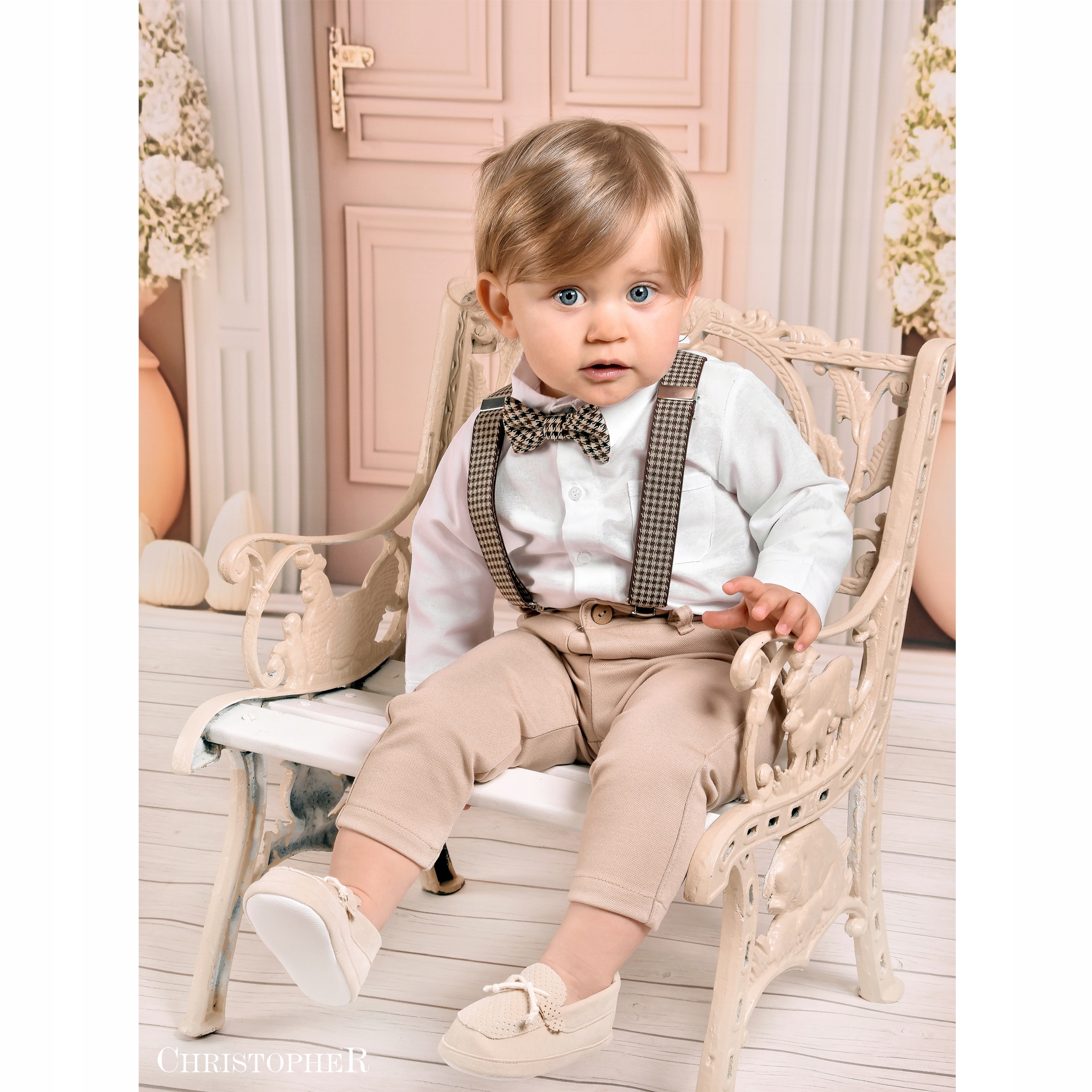 Komplet Chłopięcy karmekowy do Chrztu Christopher rozmiar 62