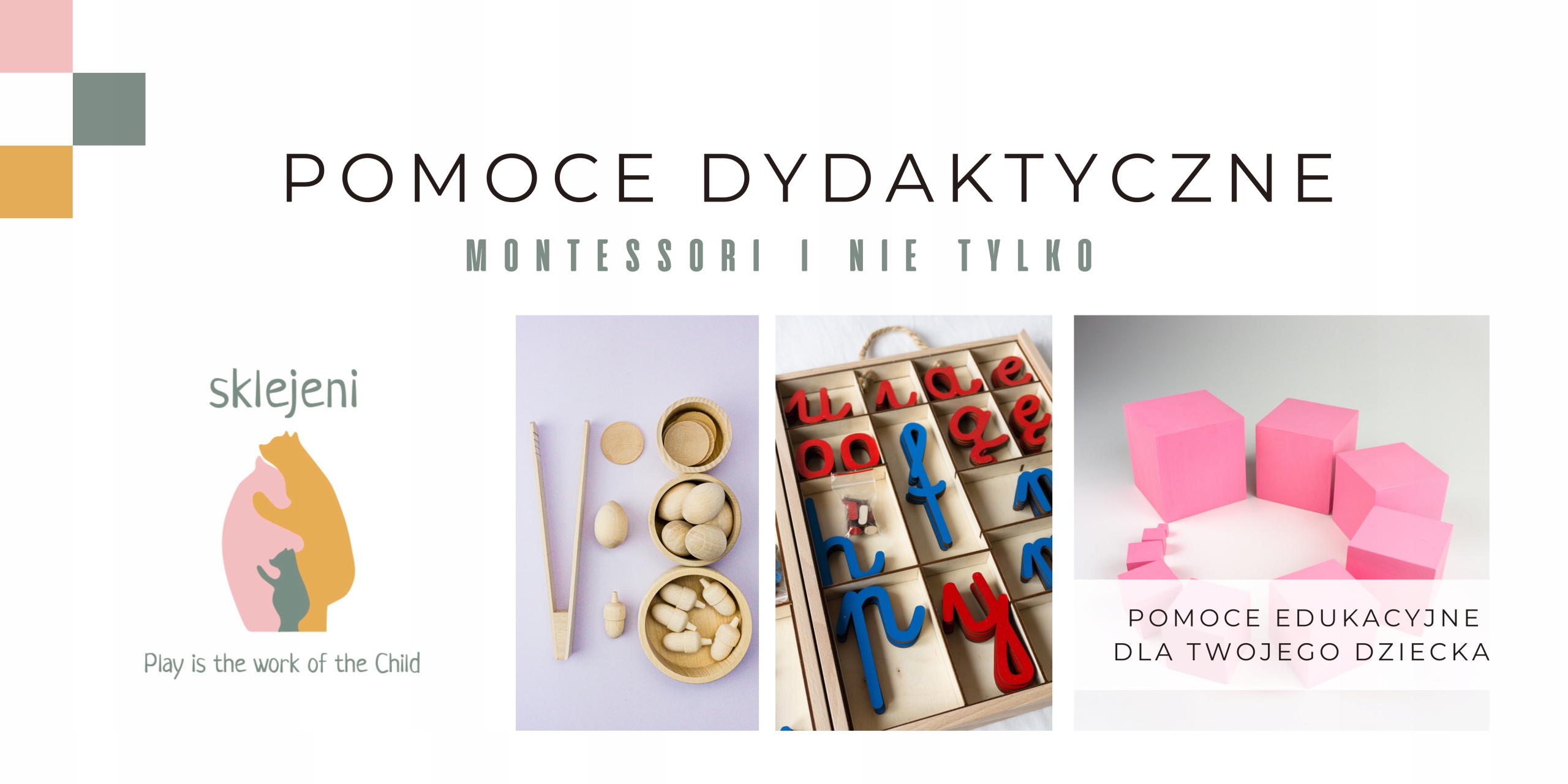 Pudełko trójdzielne na karty edukacyjne Sklejeni Montessori 23x7x7 cm Marka inna