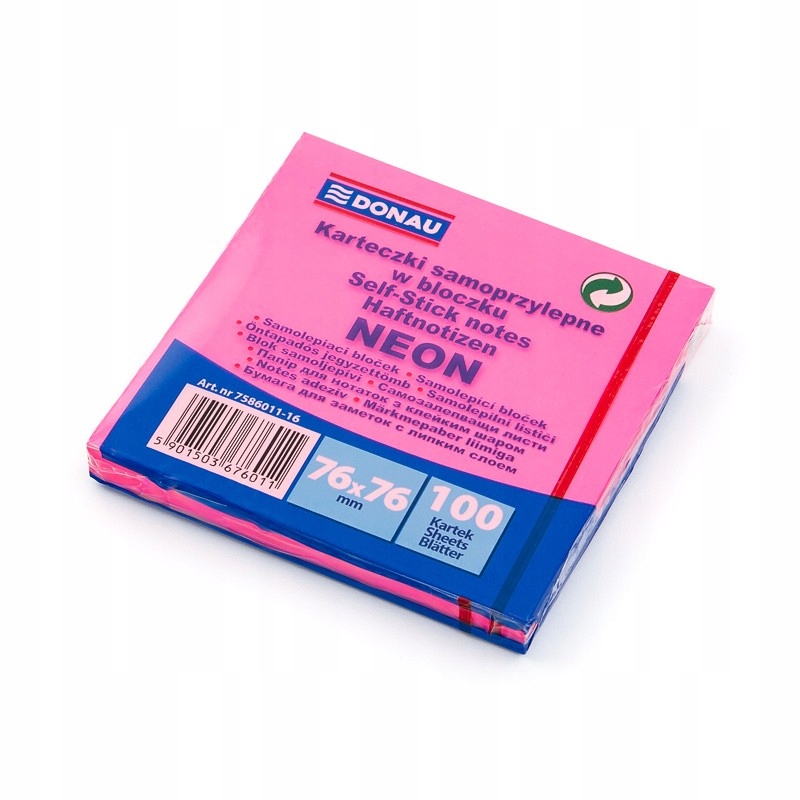 

Notes samoprzylepny Donau 76x76mm neon różowy