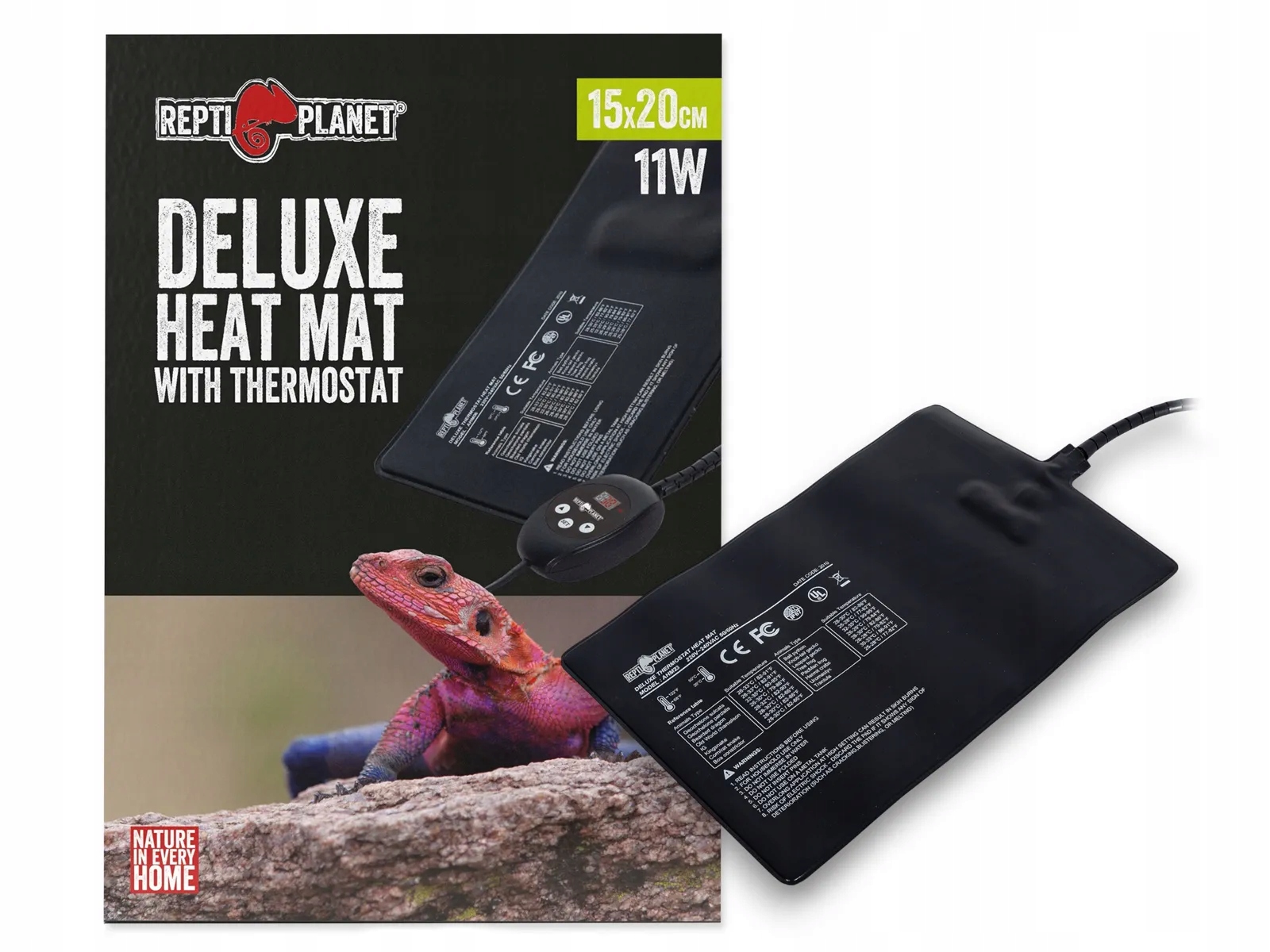Vyhřívací podložka 11 W do terária s termostatem Deluxe 15x20 cm Repti Planet