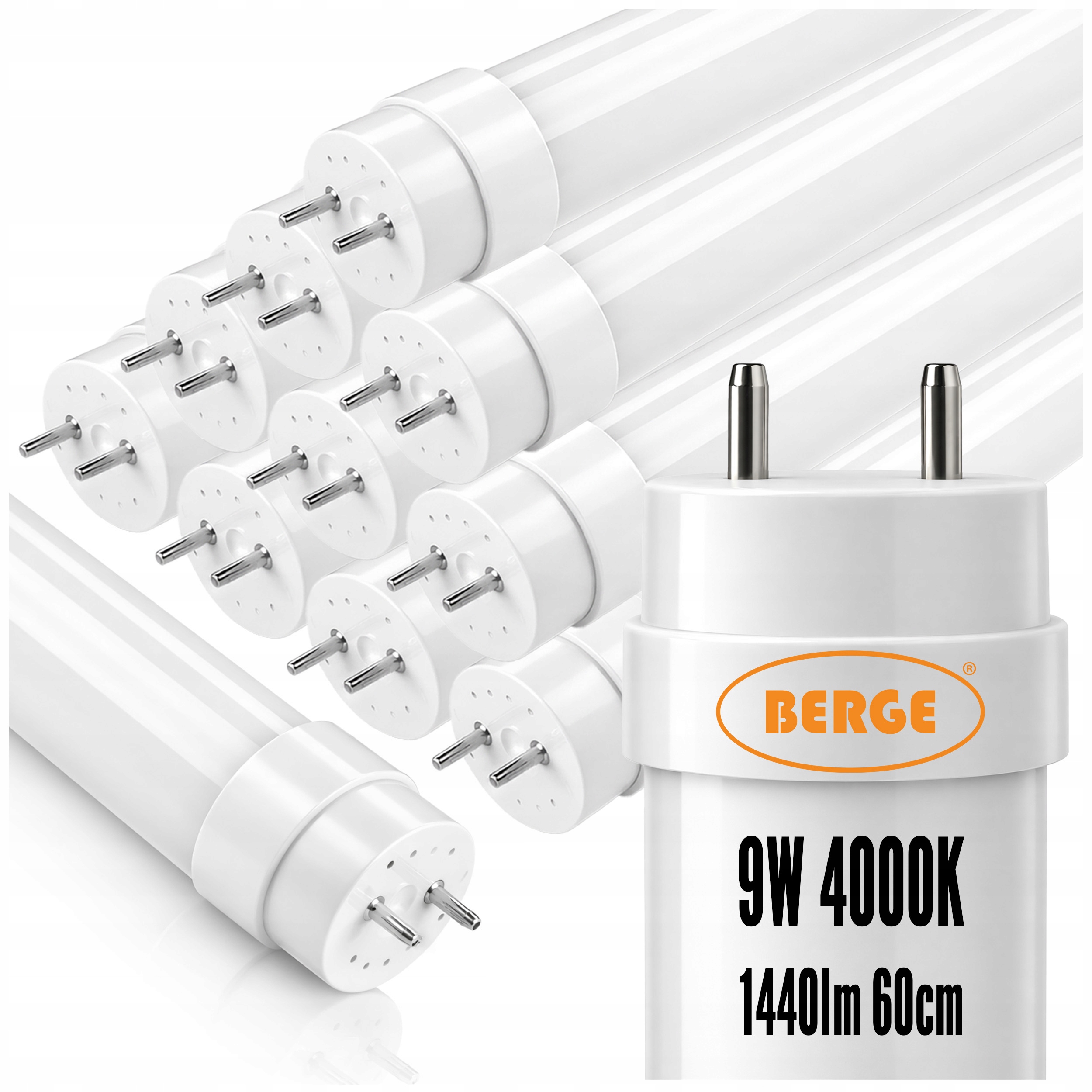 10x Zářivkové LED trubice 60cm T8 9W 1440lm 4000K Silné neutrální světlo G13