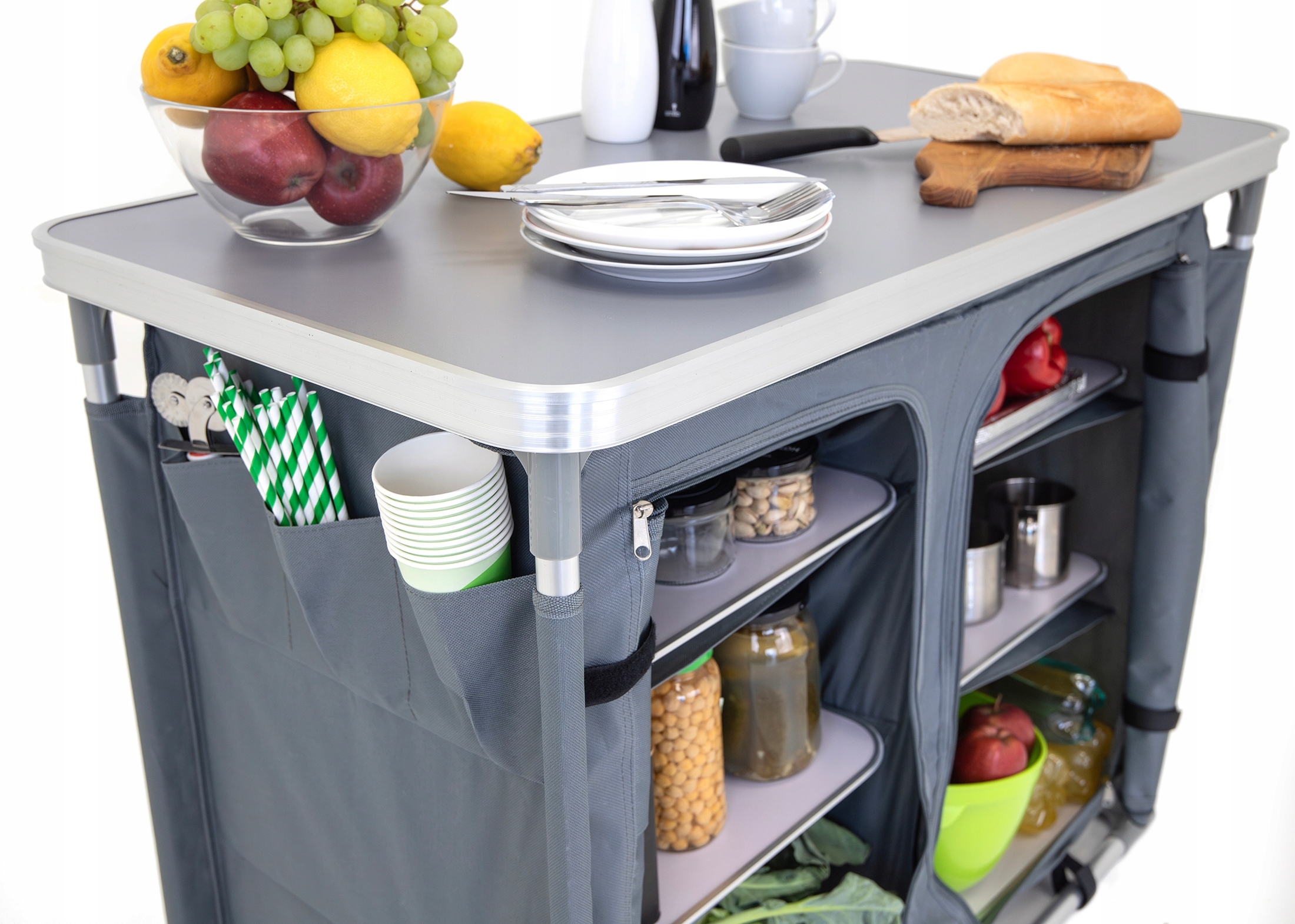 KUCHNIA TURYSTYCZNA SZAFKA stół składany ogrodowy torba KEMPINGOWY stolik, Cechy dodatkowe regulacja wysokości nóżek