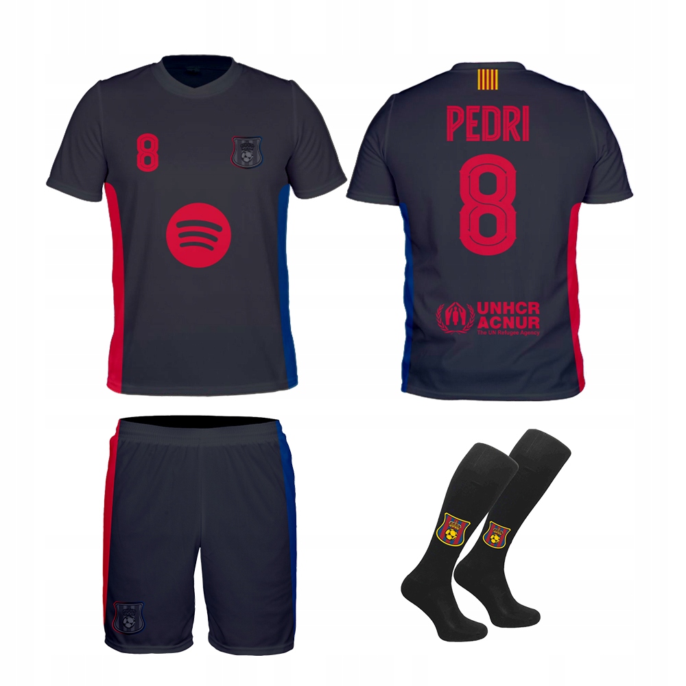 Pedri Barcelona Černý komplet oblečení štulpny velikost 140