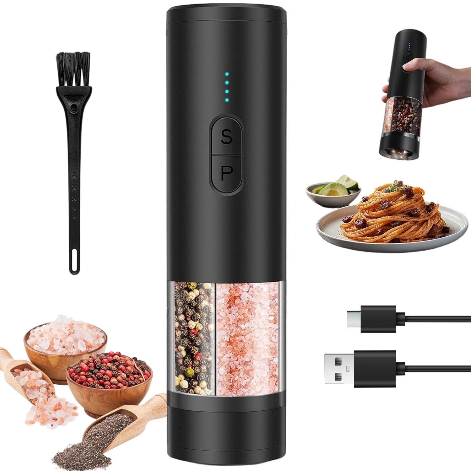 Elektrický Mlýnek Na Pepř A Sůl, Akumulátorový Usb Mlýnek Na Sůl