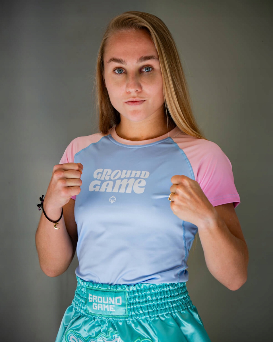 Rashguard damski Athletic Light Blue krótki rękaw S Ground Game