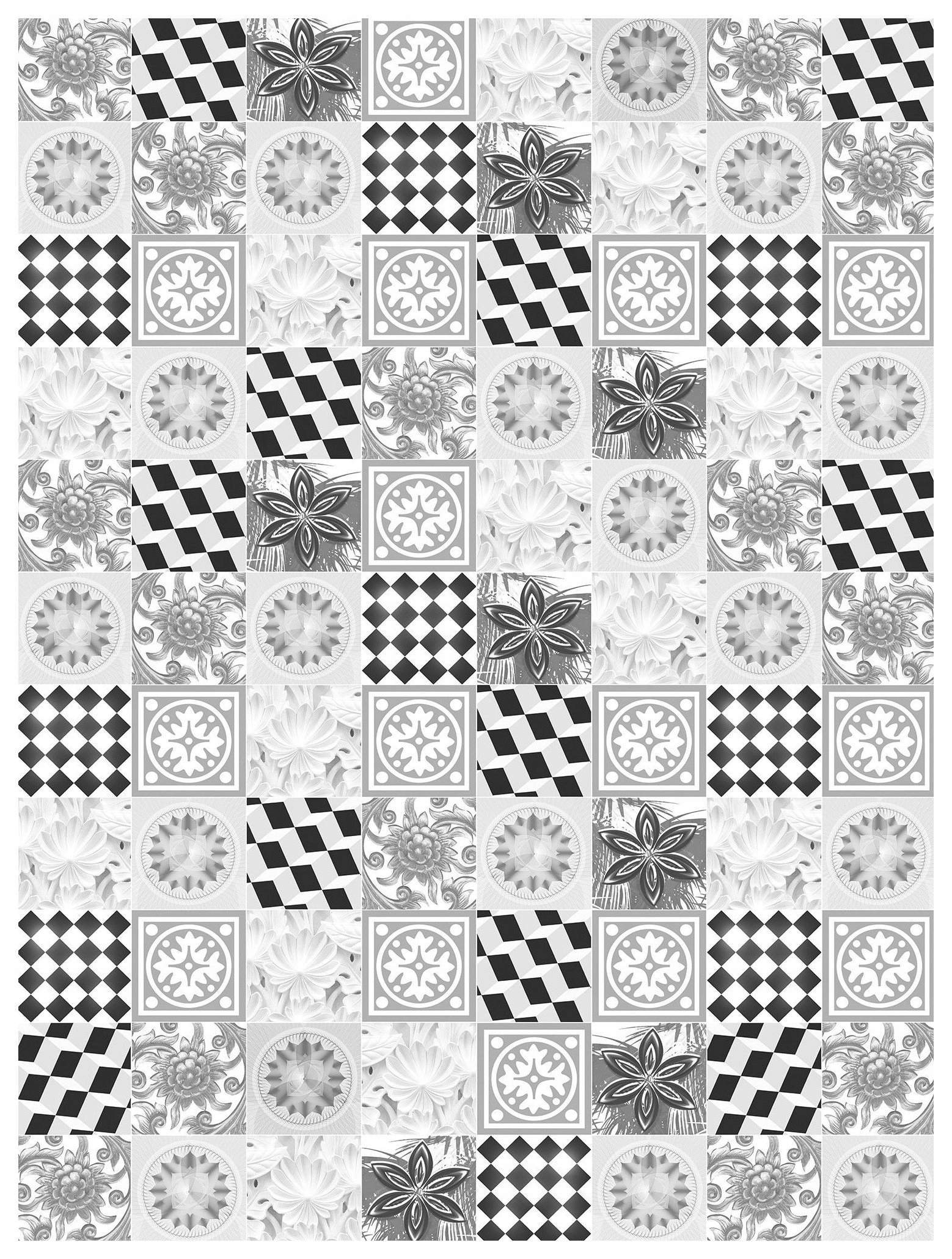 Fototapeta Dlaždice Květiny kola kosočtverce do stylového interiéru 206x275 lepidlo