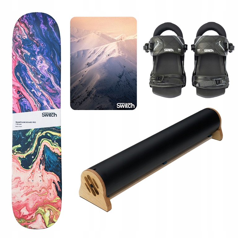 Tréninková snowboardová deska Jibbingová 110 A Switch+Vázání+Rail+Podložka