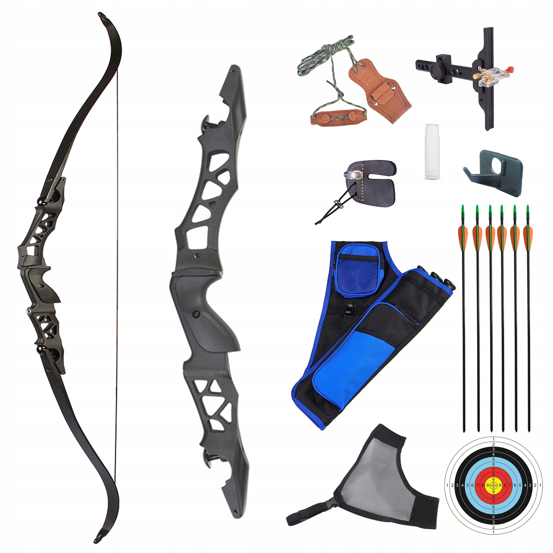 Skládací reflexní luk 30 lbs Eagle Black 60" s bohatým příslušenstvím