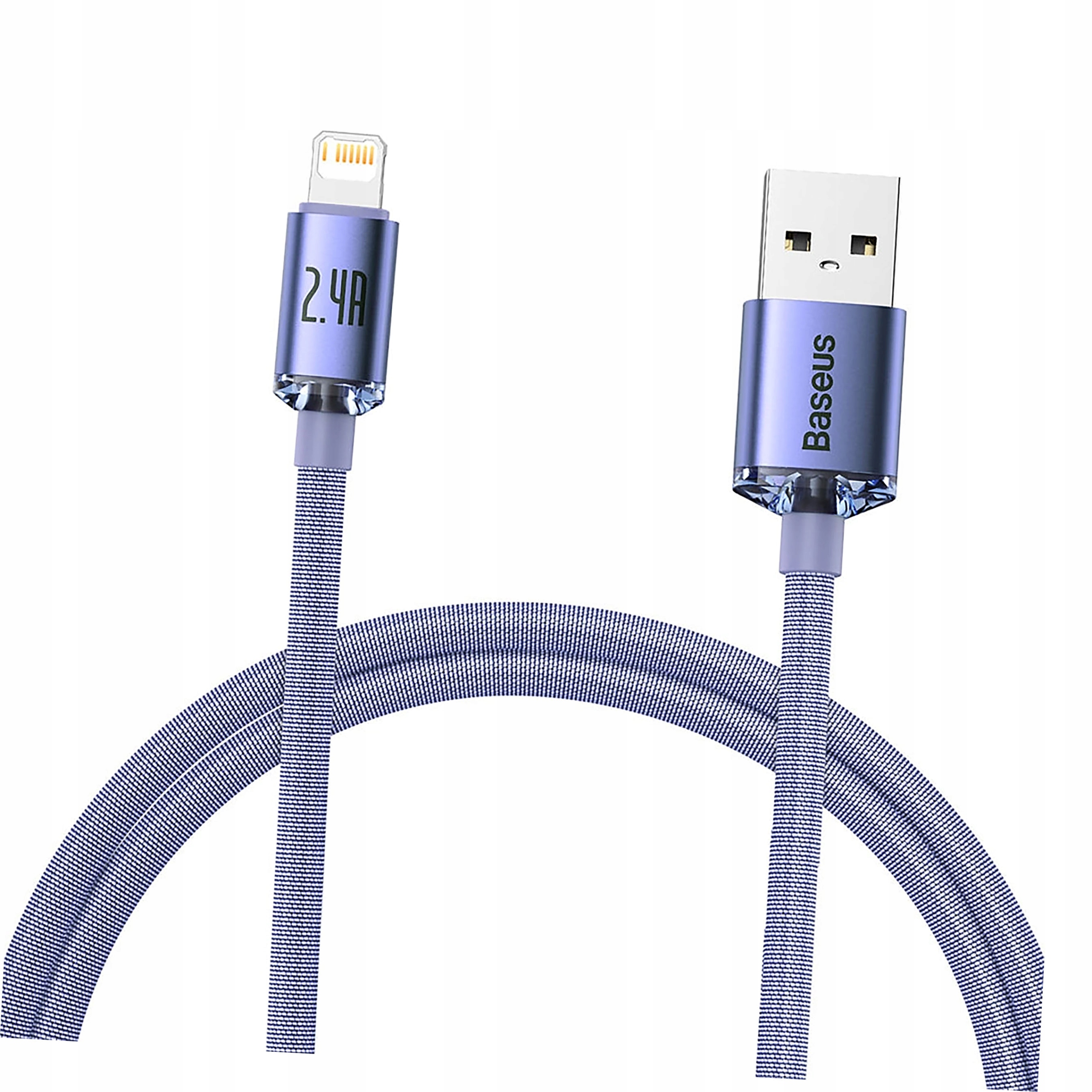 Baseus Crystal Shine Usb szybkiego ładowanie Lightning 2,4A 1,2m fioletowy