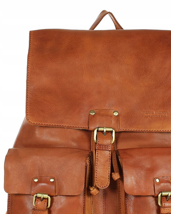Plecak miejski damski Skórzany pojemny z klapką Marco Mazzini brązowy