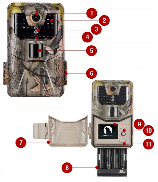 Kamera Leśna TOPHUNT FOTOPUŁAPKA 2.7K POLSKI 44xIR Model HC-900A