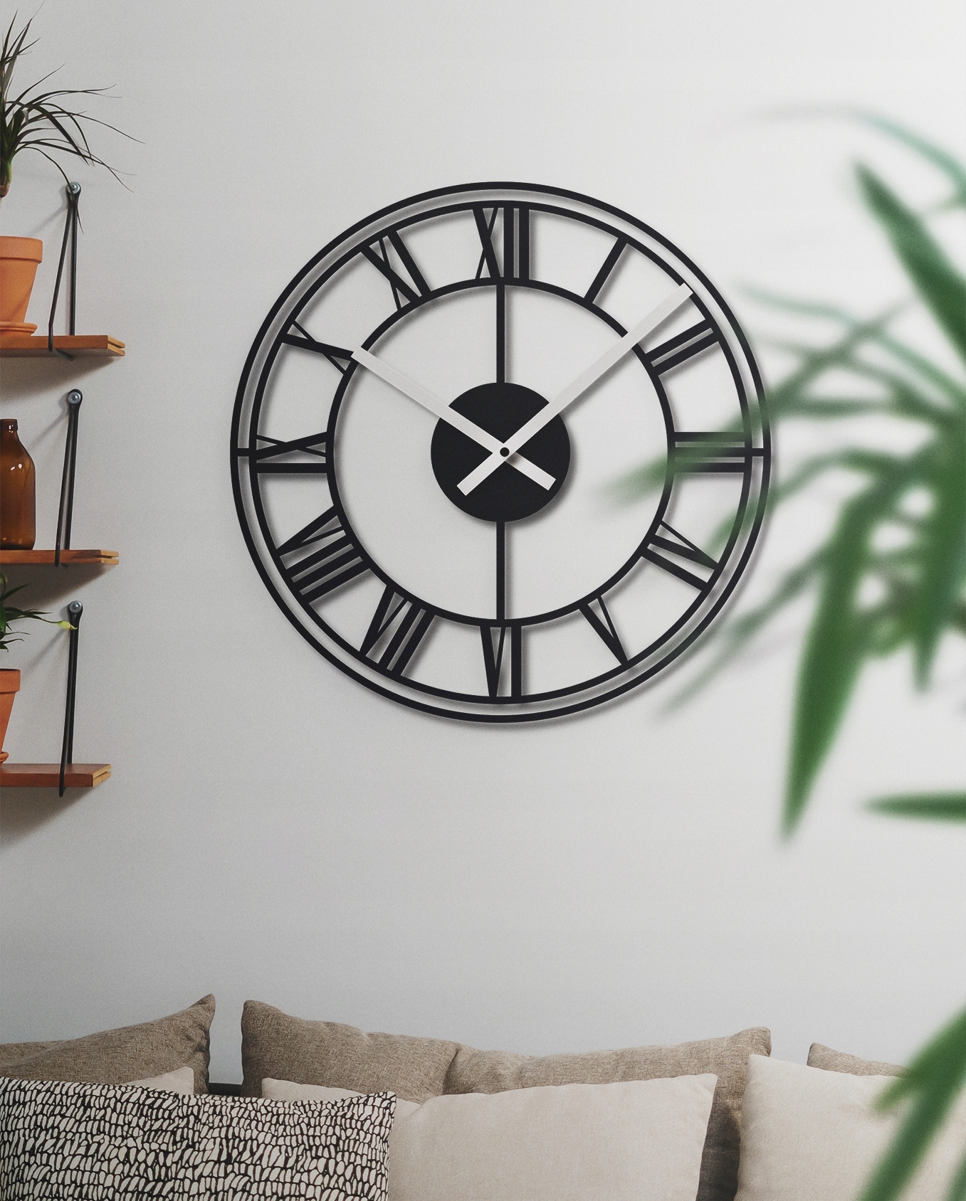 LOFT ZEGAR ŚCIENNY RZYMSKI 3D VINTAGE DUŻY DO SALONU KUCHNI RETRO 40 cm Kolor czarny