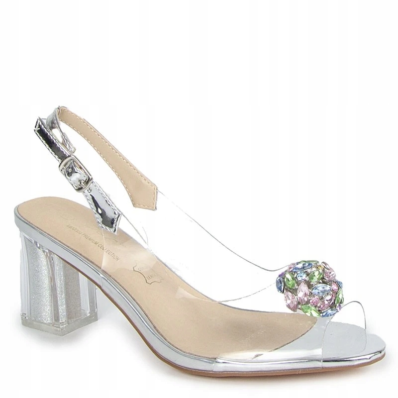 S.barski MR38-454 Transparentní Sandály S Ozdobou, Stříbrné 41