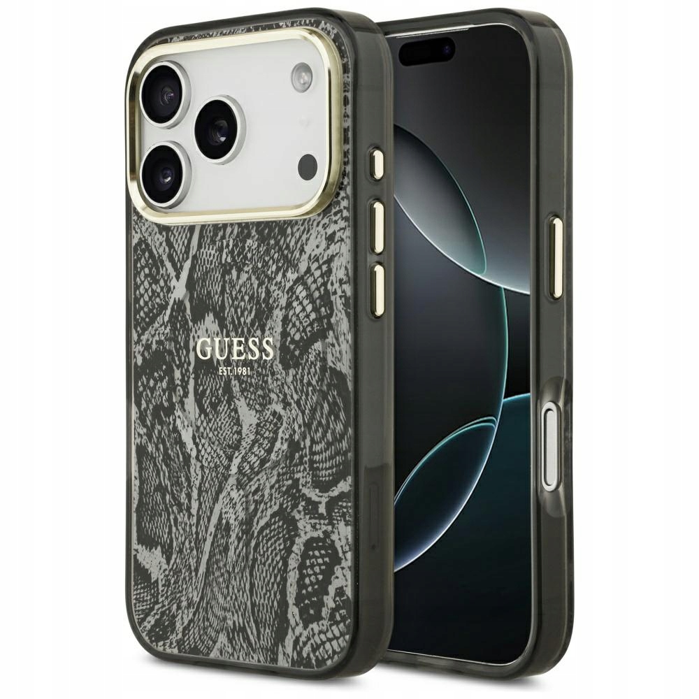 Pouzdro Guess Python Pattern MagSafe pro iPhone 17 Pro, černé