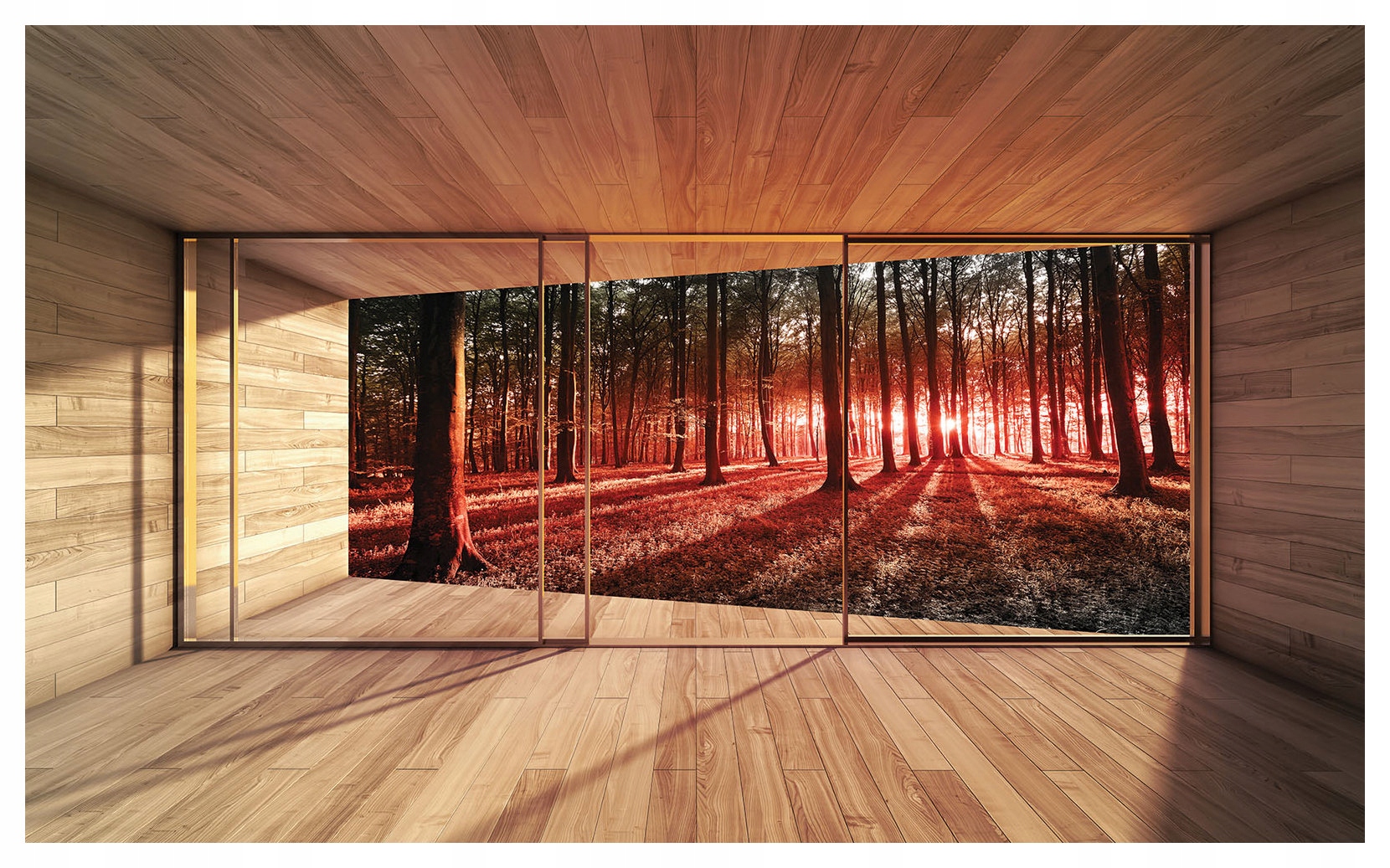 Fototapeta Lesná krajina okno príroda do obývačky 416x254 izba steny lepidlo