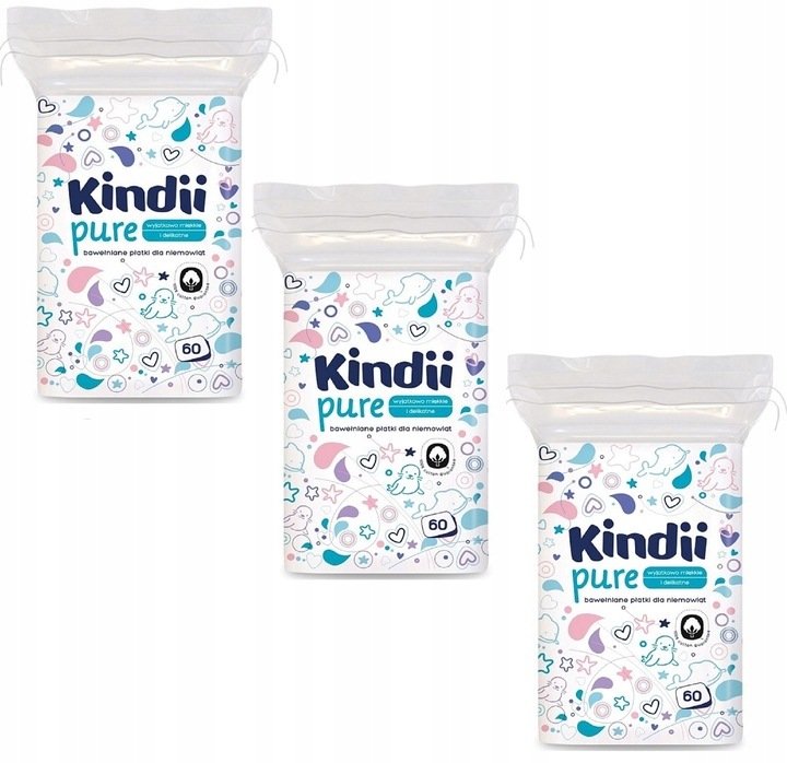 CLEANIC KINDII PŁATKI KOSMETYCZNE NIEMOWLĄT 3x60