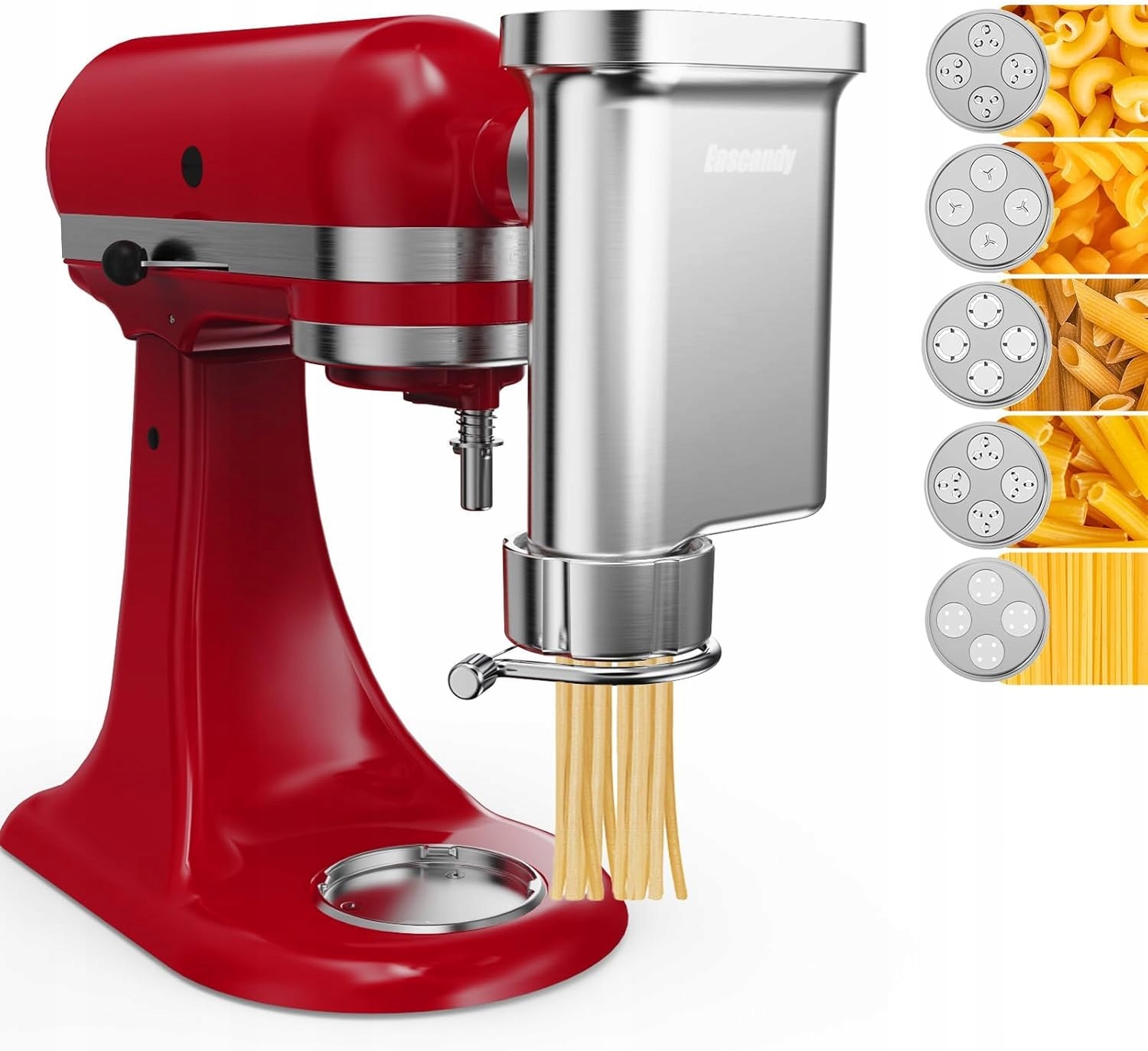 Lis na těstoviny Eascandy pro KitchenAid, kovová vložka s 5 matricemi