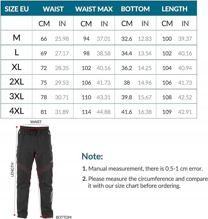 ROCKBROS Spodnie Zimowe Rowerowe Wiatroodporne, Regulowane, Elastyczne M Rozmiar M