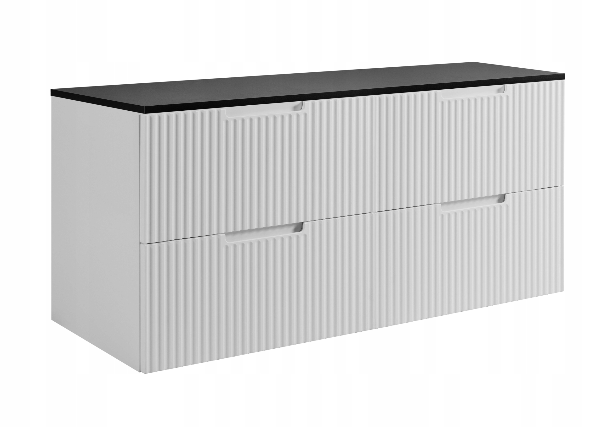 Koupelnová skříňka Pod Umyvadlo 160 bílá Rýhovaná Přední Deska černá Mdf