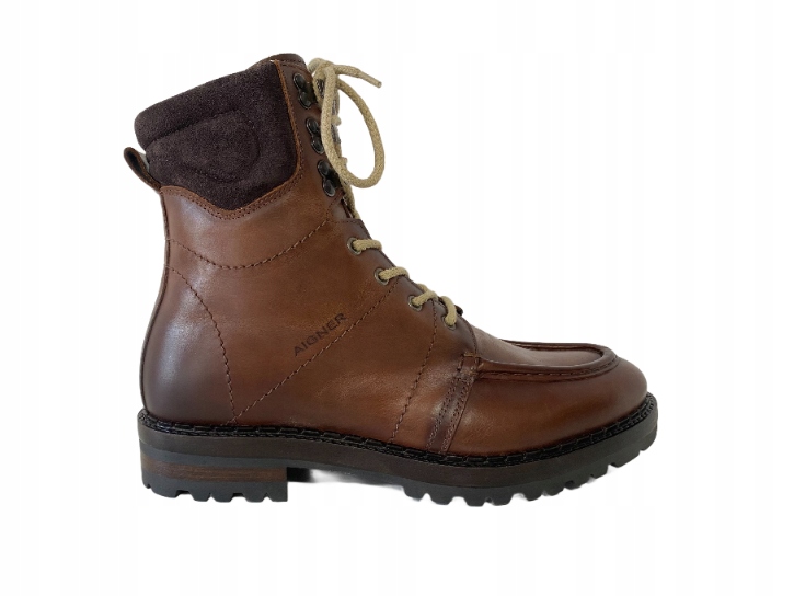 Hnědé kožené kotníkové Kotníkové Boty Aigner 41