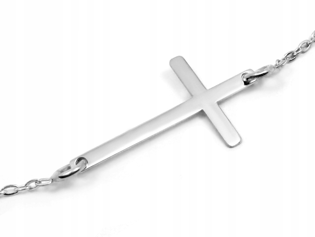 WŁOSKA BRANSOLETKA SREBRNA CELEBRYTKA KRZYŻYK ZE SREBRA 925 RODOWANEGO