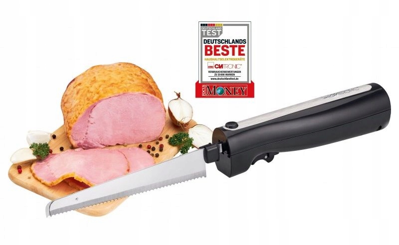 MOCNY NÓŻ ELEKTRYCZNY DO KROJENIA KEBABA CHLEBA GYROSA INOX ZE STALI 120W Kolor dominujący czarny