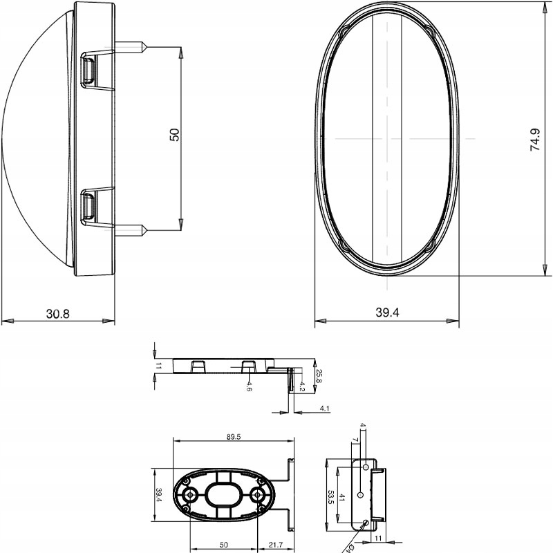 LAMPA OBRYSOWA ZESPOLONA LED PRZEDNIO-TYLNA WAŚ Producent części WAŚ