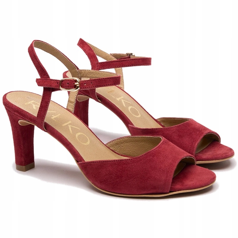 Dámské sandály Ryłko 7NG86_R1 _2TKF Claret bordové polské Kůže VEL..37