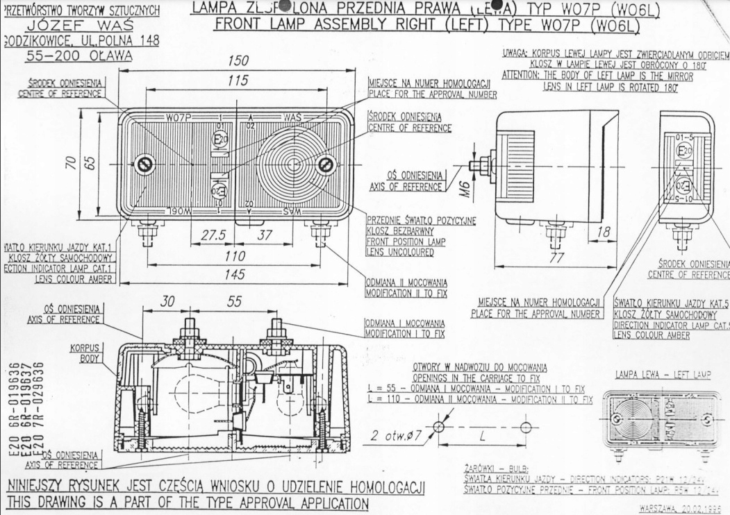 LAMPA KIER. URSUS C360 PRZÓD LEWA Producent części WAS