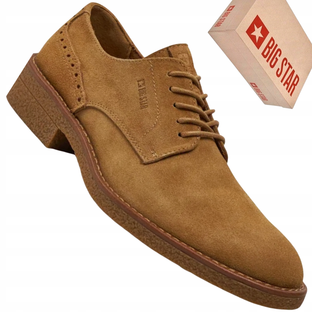 Big Star NN174213 hnědé pánské polobotky semišová kůže, klasika, casual