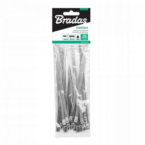 Opaski Zaciskowe Trytytki Metalowe Nierdzewne 4,6mm x 200mm 25szt Bradas