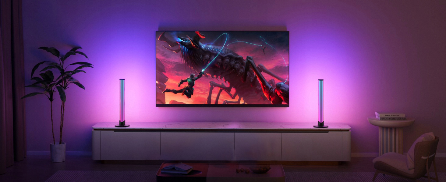 INTELIGENTNA LISTWA OŚWIETLENIOWA LED RGB 40CM 2SZT NA BIURKO Kolor czarny