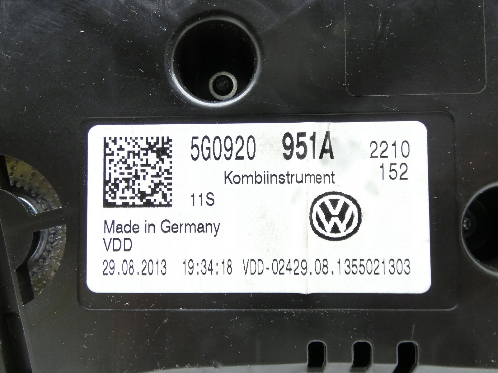 dials clock dials display VW GOLF VII 1.6 TDI CLH 5G0920951A