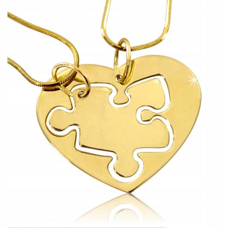 

Piękne Złote Wisiorki Serce Z Puzzlem 333 Grawer